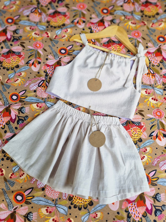 Free Postage, Handmade Girls Linen Top & Skirt set